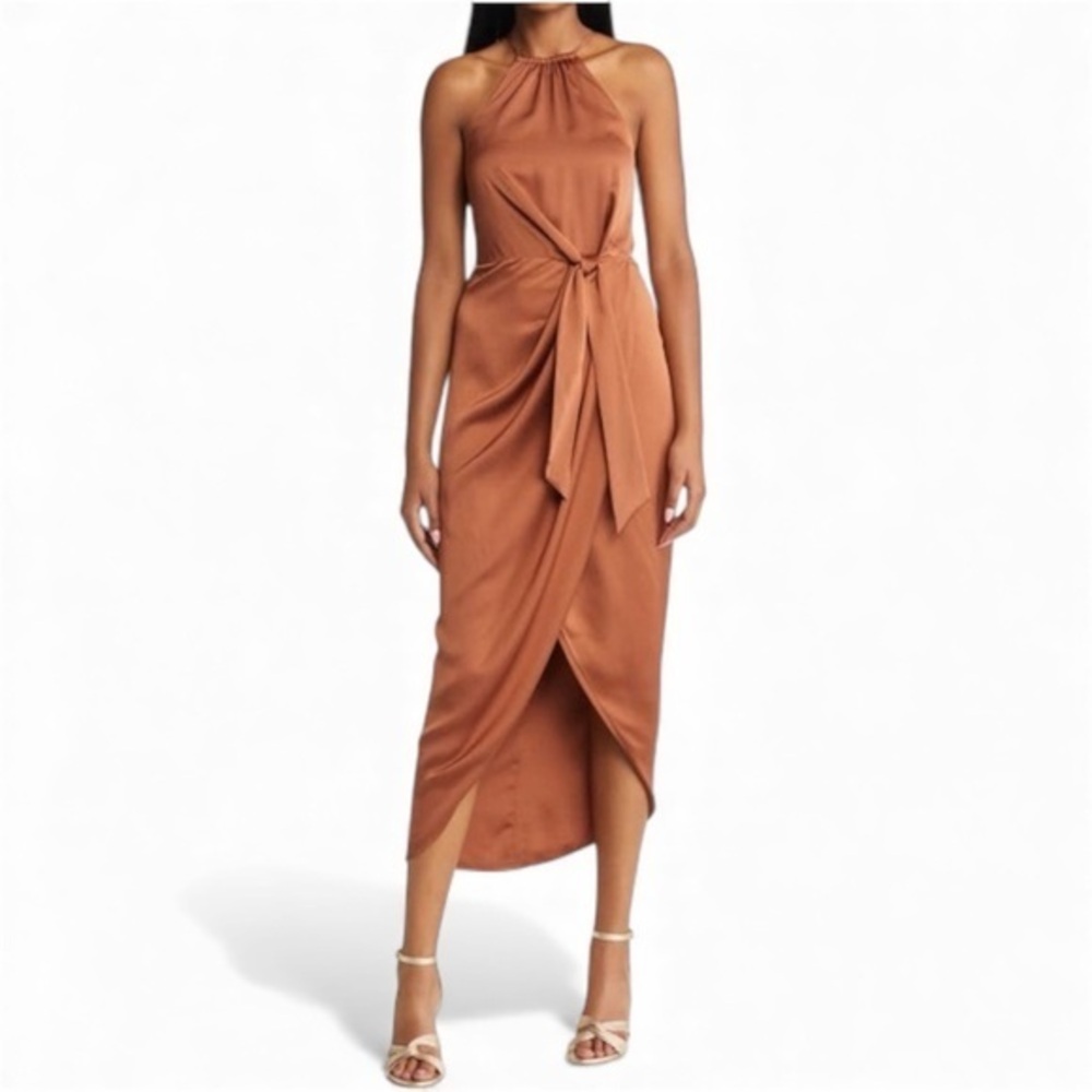 Elegant Brown Halter Dress